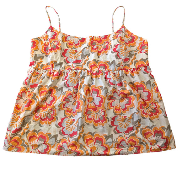 Gap Strappy Babydoll Style Top with Retro Floral Print and Smocked Back - Picture 1 of 7